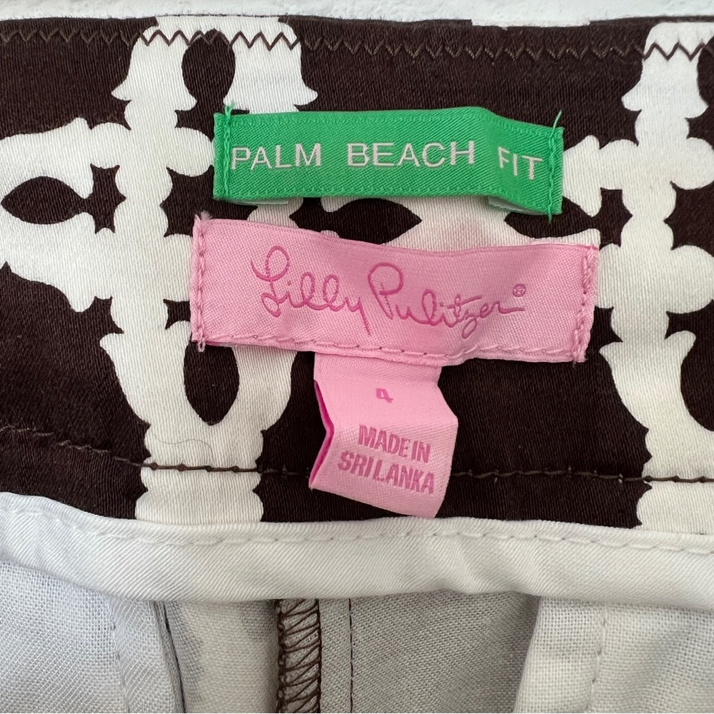Lilly Pulitzer Black & White Cropped Pants with Graphic Circle Grid - Picture 4 of 10